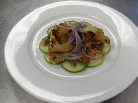 Grilled Cod with Cucumbers and Ginger Salad