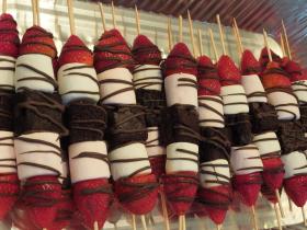 Strawberry, Fudge Brownie and Marshmallow Skewers